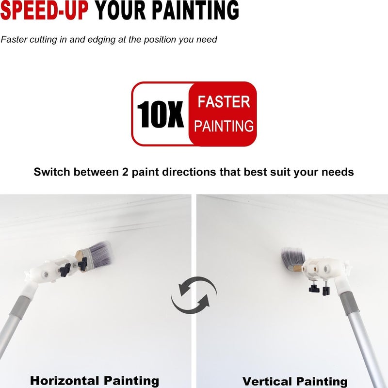 timebetter Multi Angle Paint Brush Extender V2, Long Handle Paint Brush, Extension Pole Attachments for Paint Roller, Paint Edger Tool for High Ceilings, Corner Painting Tool for Paint Extension Pole (White) - Image 4